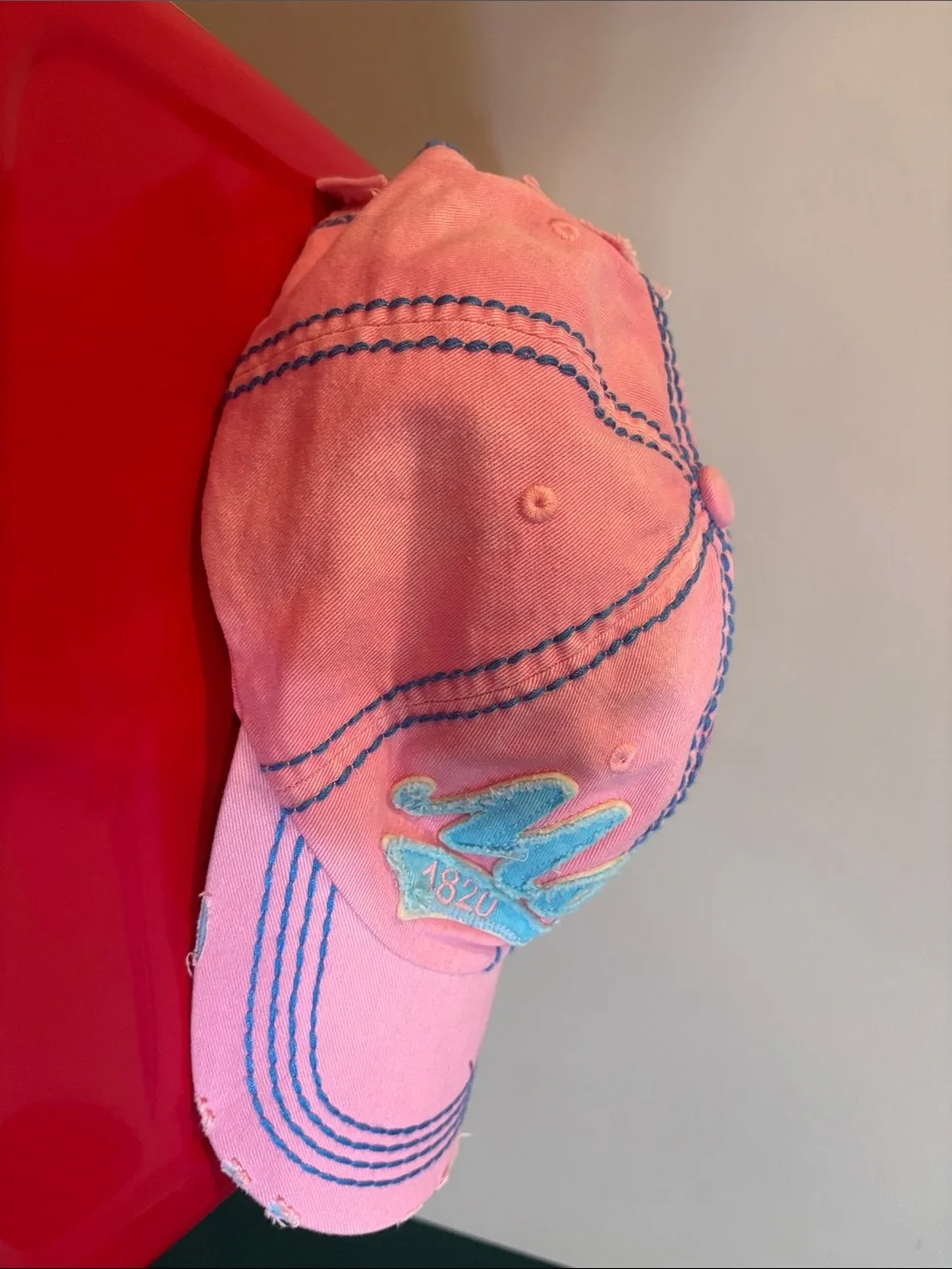 Robin Ruth Pink Cap with Teal Embroidery